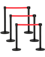Garvee Set De 6 Postes De Control De Multitudes Con Cinta Retráctil Roja 2m, Base Pesada, Montaje Sin Herramientas Para Eventos Y Hoteles