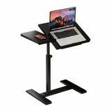 Garvee Mesa Auxiliar Ajustable con Ruedas para Cama, Escritorio Móvil con Superficie Inclinable, Acero Resistente, 51-79 cm, para Hospital y Hogar,  Negro - Negro
