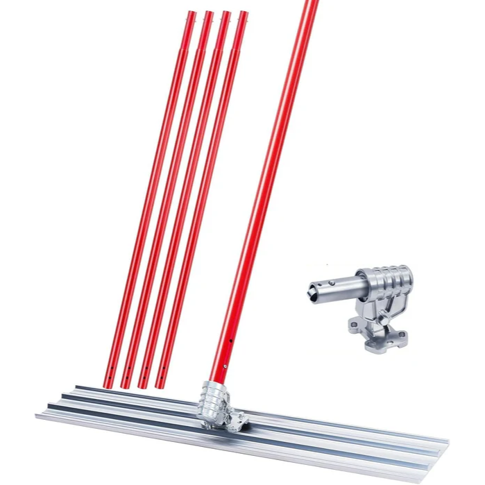 Garvee Herramienta para Concreto Bull Float 121.9x20.3cm Hoja de Magnesio Mango Extensible 1.2m (4 Piezas) Ajustable para Acabado de Cemento Sin Caja de Mano Herreros, Constructoras Obra Civil, Construcción Rojo