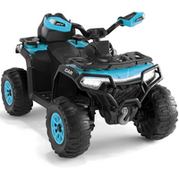 Garvee Quad Eléctrico Infantil 12V Todo Terreno Azul Turquesa, 2 Motores Potentes, Control Parental, Suspensión, LED, Bluetooth, USB para Niños 3-8 Años