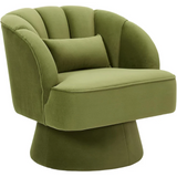Garvee Sillón giratorio moderno 360 grados tapizado en terciopelo verde para sala de estar, dormitorio y rincón de lectura - Verde