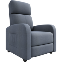 Garvee Sillón Reclinable Ergonómico de Lino, 48cm Ancho de Asiento, 52cm Profundidad, 8.5cm Brazos, Con Cintas Laterales, Gris Oscuro, para Sala de Estar