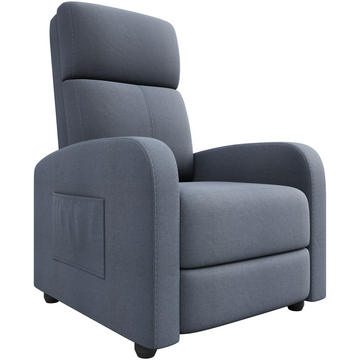 Garvee Sillón Reclinable Ergonómico de Lino, 48cm Ancho de Asiento, 52cm Profundidad, 8.5cm Brazos, Con Cintas Laterales, Gris Oscuro, para Sala de Estar