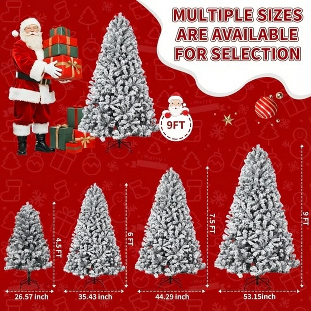 Garvee Árbol de Navidad Artificial 275cm PE/PVC Mezclado Beflockt con Luces LED Cálidas Resistente al Fuego Enchufe Europeo para Interior y Exterior Hogares y Negocios Decoración Festiva