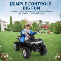 Garvee Quad Eléctrico 12V, 2 Motores, Suspensión, LED, Bluetooth, Música, USB, Control Parental, ATV Offroad, 3-8 años, Exterior, Blanco