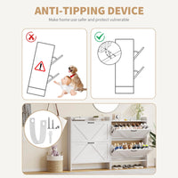 Garvee Zapatero Estrecho de Recibidor con 2 Cajones Abatibles Organizador de Zapatos Oculto de Madera MDF y Patas Metálicas Mueble Estilo Rústico, Blanco