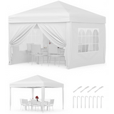 Garvee Cenador Plegable 3x3m Carpa Pop-Up Impermeable con Paredes Laterales Ventanas Tipo Iglesia y Protección UV Carpa de Fiesta Altura 270cm Color Blanco - Blanco