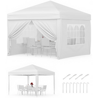 Garvee Cenador Plegable 3x3m Carpa Pop-Up Impermeable con Paredes Laterales Ventanas Tipo Iglesia y Protección UV Carpa de Fiesta Altura 270cm Color Blanco
