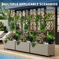 Garvee Macetero Elevado con Trellis y Ruedas, Acero Galvanizado, Móvil y Resistente para Jardín, Patio o Césped, Inteligente Drenaje, Tamaño Compacto, Color Gris