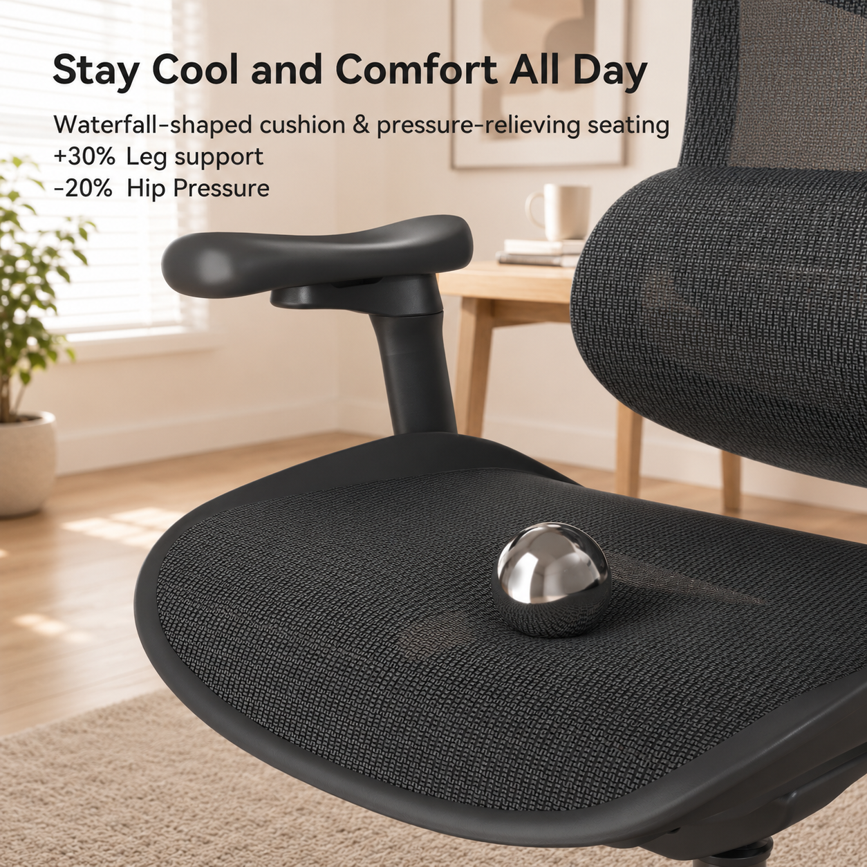Garvee Silla De Oficina Ergonómica  Con Soporte Lumbar Dinámico, Reposabrazos 3D Ajustables, Malla Transpirable, Base De Aluminio Para Oficina En Casa