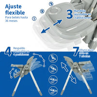 Garvee Kinderhochstuhl YB-H22, Silla Alta Plegable para Niños, Compacto y Estable, Gris, Ideal para Hogar y Viajes