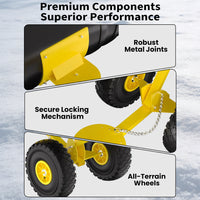 Garvee Pala de Nieve de Acero 91.44 Cm con Ruedas, Mango Ajustable y Base Estable, Diseño Ergonómico para Usuarios de Vehículos en Entradas de Autos, Amarillo