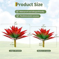 Garvee Planta Artificial Tequila 22 Hojas Rojo Hoja Realista Para Decoración Interior Y Exterior Hogar Jardín