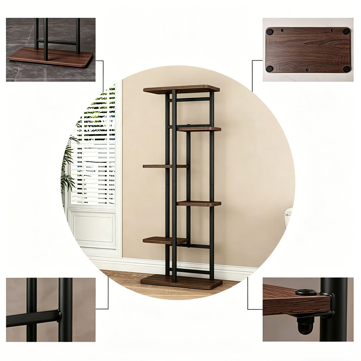 Garvee Soporte para plantas Garvee de madera y metal, multi-nivel para esquina, interior, exterior, balcón, jardín, sala de estar