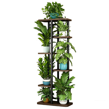 Garvee Soporte para plantas Garvee de madera y metal, multi-nivel para esquina, interior, exterior, balcón, jardín, sala de estar