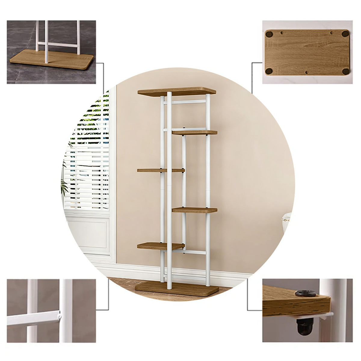 Garvee Estantería para Plantas de 6 Niveles y 7 Macetas con Estructura Metálica Robusta para Amantes de la Jardinería en Balcón o Salón Veta de Roble Clásico