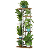 Garvee Estantería para Plantas de 6 Niveles y 7 Macetas con Estructura Metálica Robusta para Amantes de la Jardinería en Balcón o Salón Veta de Roble Clásico - Roble Clásico