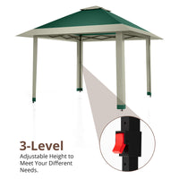 Garvee Gazebo Plegable de 396 x 396 cm con Mosquitera Perimetral y Estructura Reforzada, Protección UV 99%, Verde y Gris