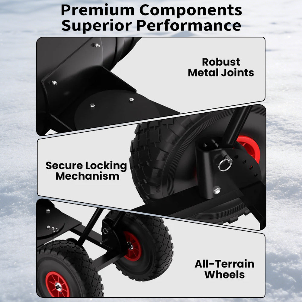 Garvee Pala de Nieve de Acero Galvanizado 91.44 Cm con Ruedas, Hoja Ajustable 7 Posiciones, Mango Ergonómico Ajustable, Equipo Potente para Conductores en Entradas de Vehículos, Negro