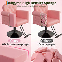 Garvee Silla De Salón Para Estilista En PU Rosa, Base Metálica Redonda, Elevación Hidráulica, 150 Kg, Para Salones Y Spas