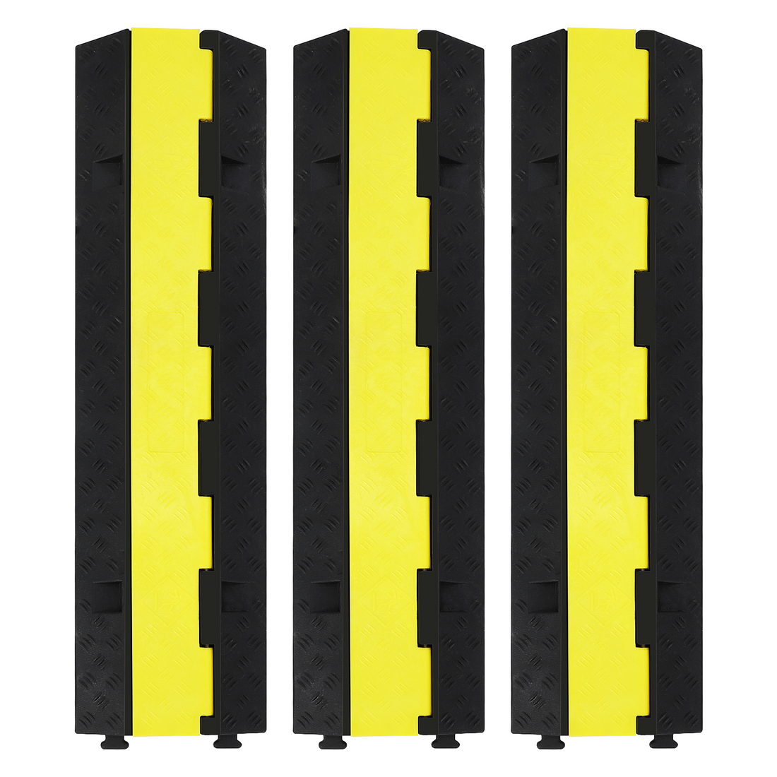 Garvee Protector de Cable de Goma 3 Canales Pack de 3 Unidades Capacidad 5000kg Diseño Abatible Amarillo Antideslizante Modular para Interior y Exterior