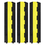 Garvee Protector de Cable de Goma 3 Canales Pack de 3 Unidades Capacidad 5000kg Diseño Abatible Amarillo Antideslizante Modular para Interior y Exterior - 2 Canals x 3 Piezas