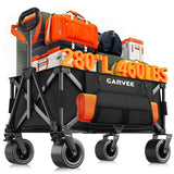 Garvee Carrito Playa Plegable Todoterreno, Carro Jardín de Gran Capacidad 280L, Estructura de Acero Reforzado y Ruedas con Freno, Carga 210kg, Negro - Negro