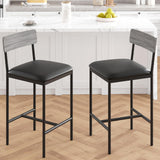Garvee Set de dos sillas de bar altas con mesa auxiliar, empaque por caja, color gris - Gris