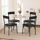 Garvee Sillas De Comedor Negras Set De 4, PU Cuero, Respaldo Y Cojín, Patas De Metal Sólido, Estables Y Resistentes, Para Apartamentos Y Salones, 45x43x84cm - Negro