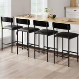 Garvee Conjunto de 4 taburetes de bar tapizados, altura mostrador, con respaldo y reposapiés, MDF y acero, para cocina y barra