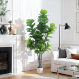 Garvee Árbol Artificial Ficus Lyrata 210 cm, Realista, Ajustable, PVC, Maceta Blanca, Salón y Oficina - 210Cm