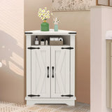 Garvee Gabinete de Esquina para Baño con Puerta de Granero, Estantes Ajustables, Madera, Blanco, 56×36×81 cm, Estilo Rústico - Blanco