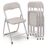 Garvee Sillas Plegables 4 Pack con Cojín Metal Antideslizantes Apilables para Eventos Interiores y Exteriores Marfil