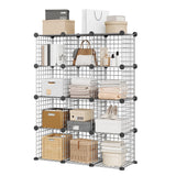Garvee Estantería de Almacenamiento Cúbica 12 Cubos, Negra, Organizador Modular de Metal, Duradero y Apilable, Diseño Moderno, para Sala y Oficina - Gris