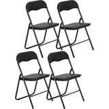 Garvee Sillas Plegables 4 Pack con Cojín, Metal, Pies Antideslizantes, Apilables para Eventos y Oficina, Negro, Compactas y Resistentes - Negro