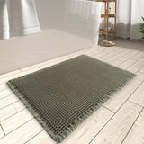 Garvee Alfombra de Entrada de Poliéster con Estructura de Waffle Absorbente Antideslizante Lavable a Máquina para Hogar Moderno - Verde Elegante 1