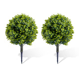 Garvee Set de 2 Arbustos Artificiales de Eucalipto de 60 cm con Estacas para Tierra Plantas de Topiario Resistentes a Rayos UV para Jardín, Porche y Balcón, Verde - Eucalipto