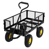 Garvee Carro de Jardín de Acero con Laterales Removibles y Capacidad 250kg para Paisajistas en Exterior 25cm Ruedas Verde - Negro