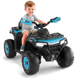 Garvee Quad Eléctrico Infantil 12V Todo Terreno Azul Turquesa, 2 Motores Potentes, Control Parental, Suspensión, LED, Bluetooth, USB para Niños 3-8 Años - Azul Turquesa