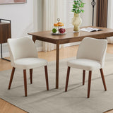 Garvee Set De 2 Sillas De Comedor De Madera Con Tapizado De Lino, Respaldo En Forma De Ala, Para Cocina Y Sala, 42x47x78cm, Beige - Blanco Cremoso-Lino