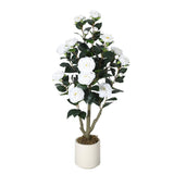 Garvee Árbol Artificial de Camelia 91 cm, Verde Realista, Decoración Interior, Duradero y Realista - Blanco