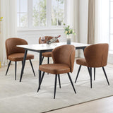 Garvee Sillas de Comedor Set de 4 con Patas de Metal Resistentes, Almohadas de Asiento Extra Gruesas para Comedor, Cocina y Sala, 51x55 cm, Color Gris - Marrón-4