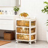 Garvee Carro Organizador Plástico 3 Cajones Transparentes Ruedas 360° PP Compacto Beige Para Oficina Y Hogar - Blanco