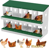 Garvee Caja de Nido para Gallinas 8 Compartimentos, Acero Galvanizado 0.7mm, Diseño a Prueba de Lluvia, Montaje en Pared O con Patas, Ideal Granjas Huertos, Verde - Verde