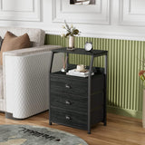 Garvee Kommode con 3 Cajones y 2 Estantes con Marco Metálico para Dormitorio y Sala, Compacta, Tela, 29x41x72 cm, Estable y Fácil Montaje - Negro