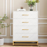 Cómoda estrecha Garvee con cajones y protección anti-vuelco, para dormitorio y sala de estar, 90x60x40cm, blanco - Blanco
