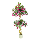 Garvee Bougainvillea Artificial Grande 150cm, Flores Rojas, Maceta Blanca, Resistente y Realista, Ideal para Hogar y Oficina - Rosa