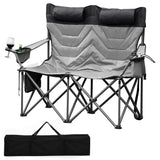 Garvee Silla de Camping Doble Plegable Sobredimensionada Resistente 204 kg Gris para Pesca y Camping