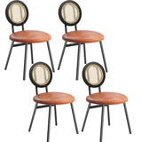 Garvee Set de 4 Sillas de Comedor con Respaldo de Rattan Tapizadas y Patas de Metal para Cocina y Sala, Diseño Retro, Negro - Marrón & Negro