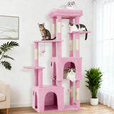 Garvee 155 cm Árbol para Gatos Multi-Nivel para Gatos Grandes, Torre Resistente con Percha Extra Grande, Rosa - Rosa